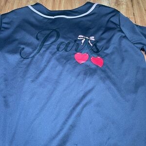 Charlotte Russe Blue Short Sleeve Tee with Paris Design